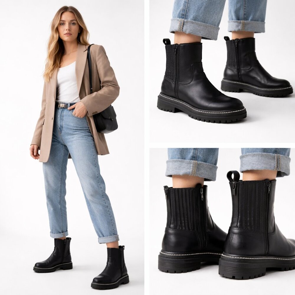 Time and Tru Women's Lug Chelsea Boots size 7.5